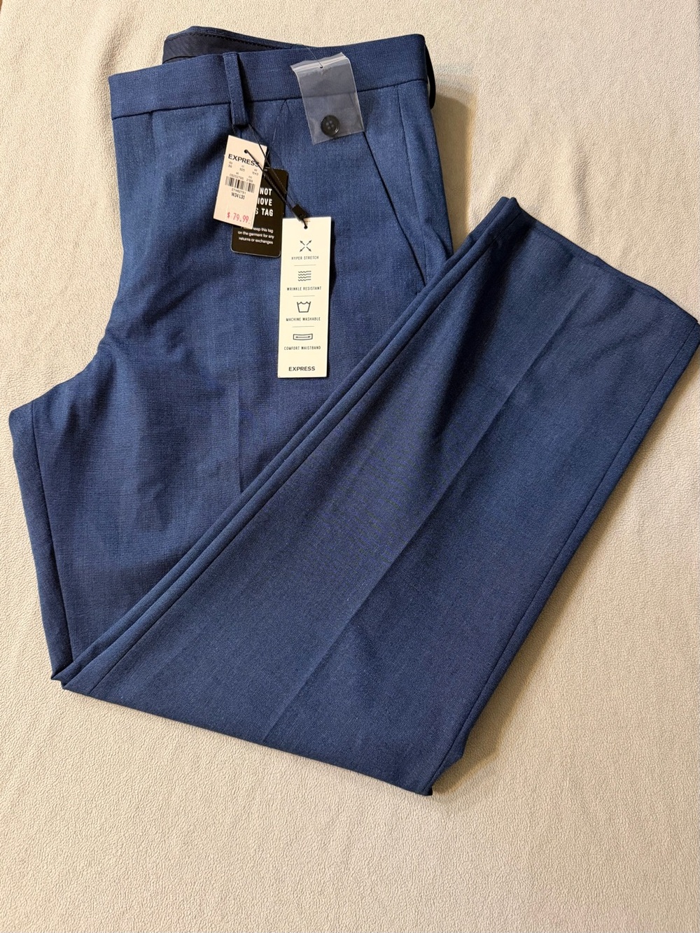 Express Men's Blue Dress Pants - Slim Tapered